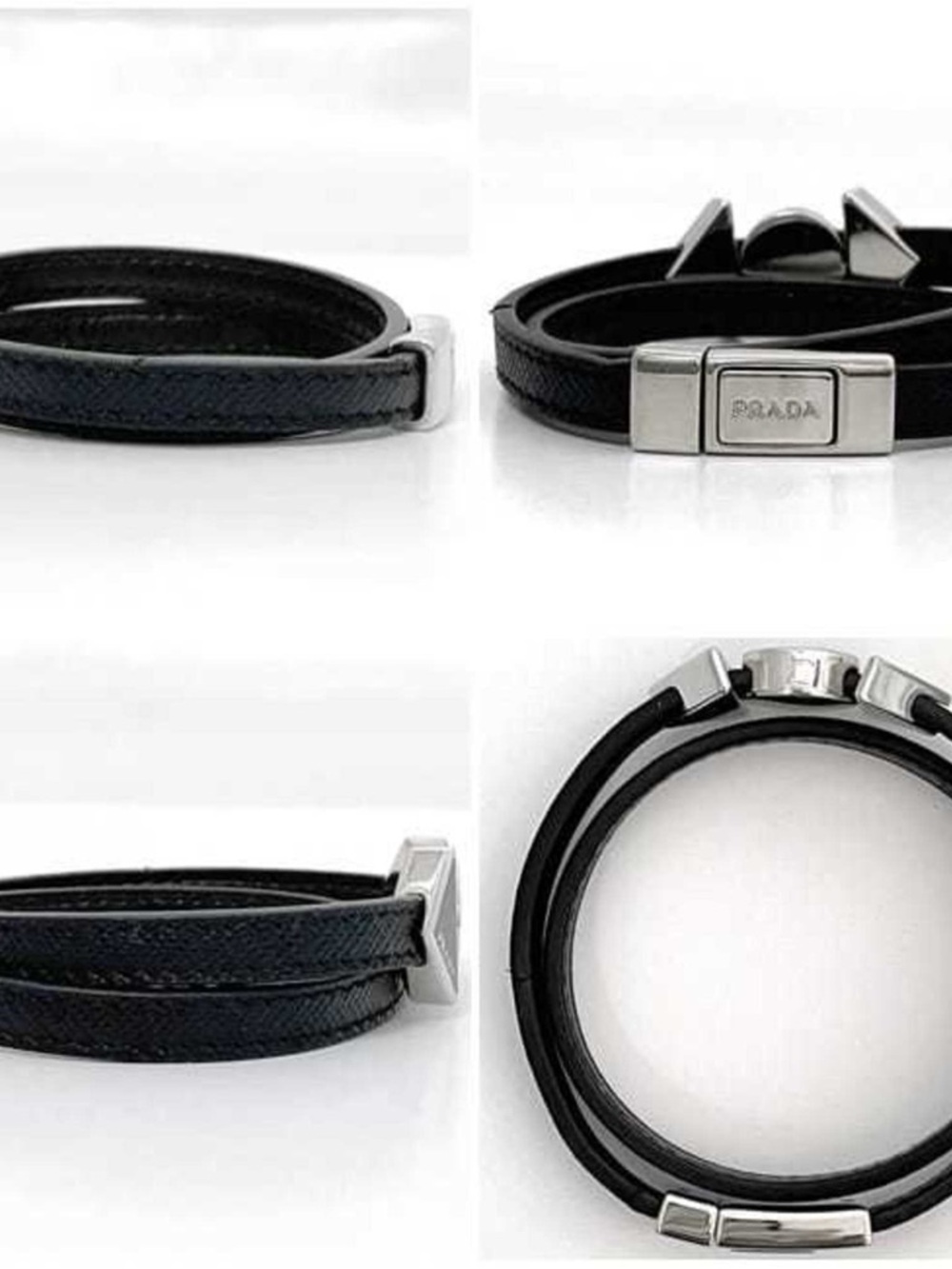 Prada Black Saffiano 2ib363 Leather Charm Bracelet - Picture 5 of 5
